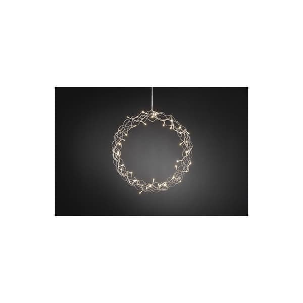 Krans metall 48 varmvit LED 45cm silver