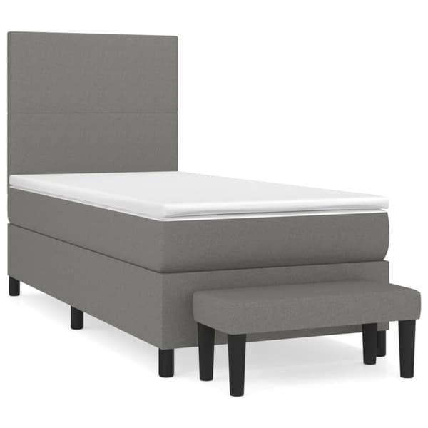 Ramsäng med madrass mörkgrå 100x200 cm tyg