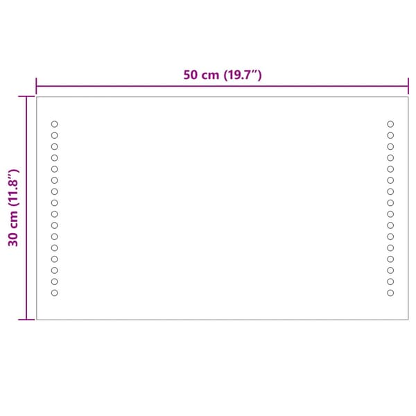 LED Badrumsspegel Transparent 50 x 30 cm härdat glas