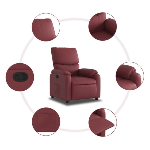 Reclinerfåtölj vinröd konstläder