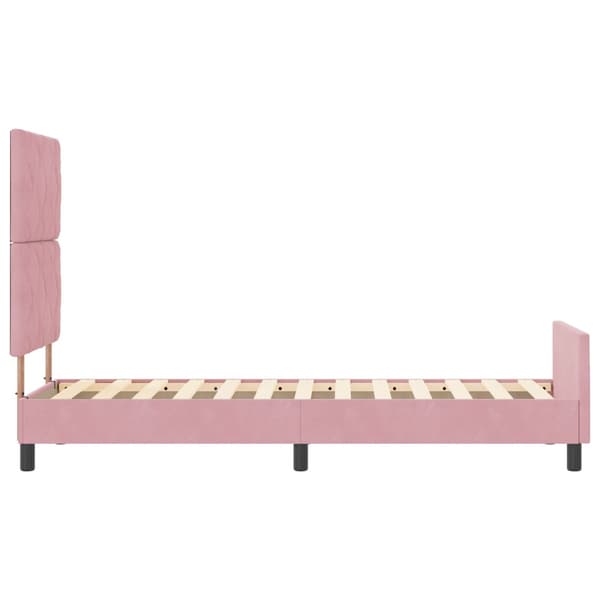 Bäddfjäder med huvudgavel Rosa 80 x 200 cm Sammet