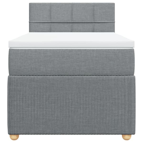 Ramsäng med madrass ljusgrå 90x190 cm tyg