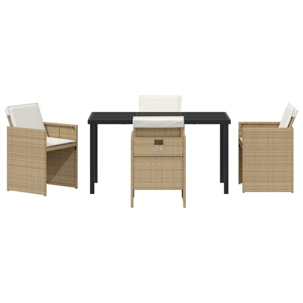 Trädgårdsmöbelset med kudde 5 pcs Beige konstrotting