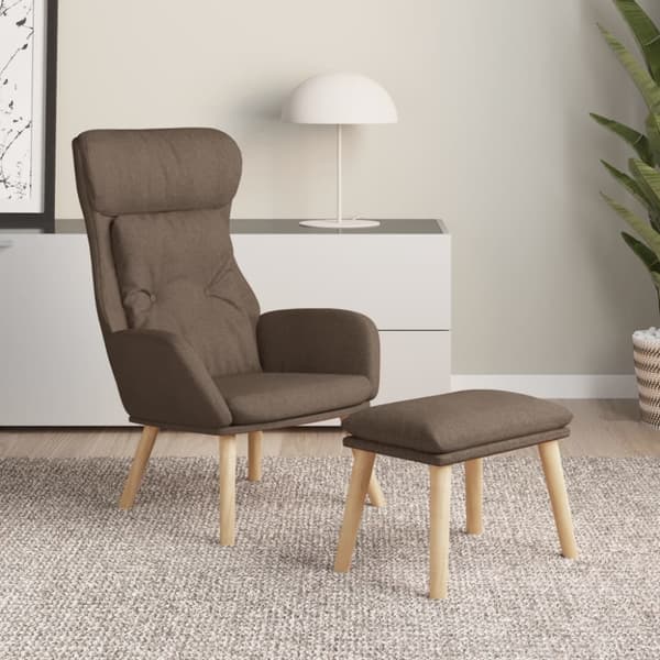 Vilstol med fotpall taupe tyg