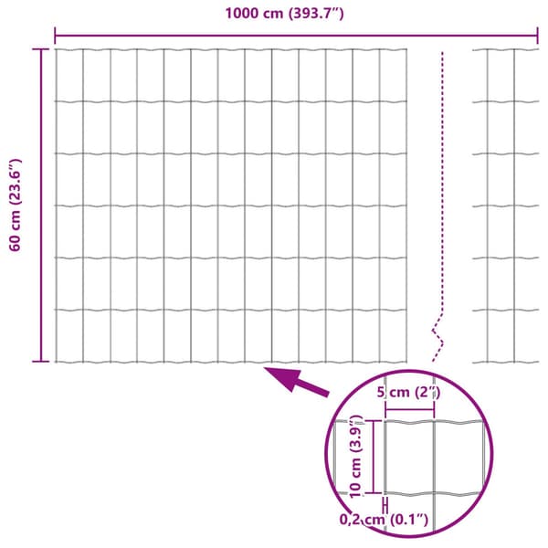 Stängsel med stolpe Silver 0,6 x 10 m Stål