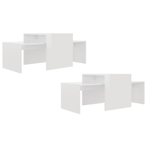 Soffbord set vit högglans 100x48x40 cm konstruerat trä