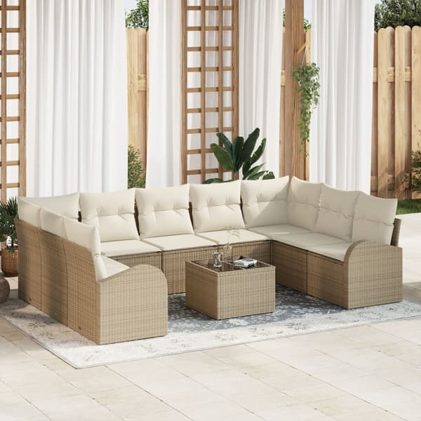 Soffset 10 st Beige [Syntetisk]: Poly Rattan