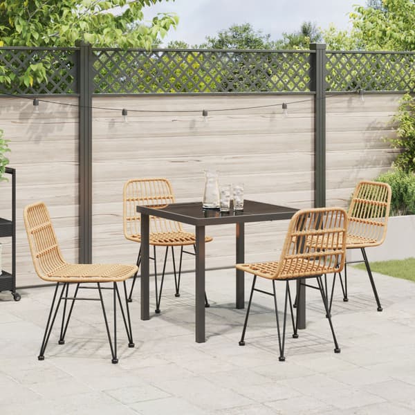 Trädgårdsmöbelset 5 pcs Brun Pulverlackerat stål