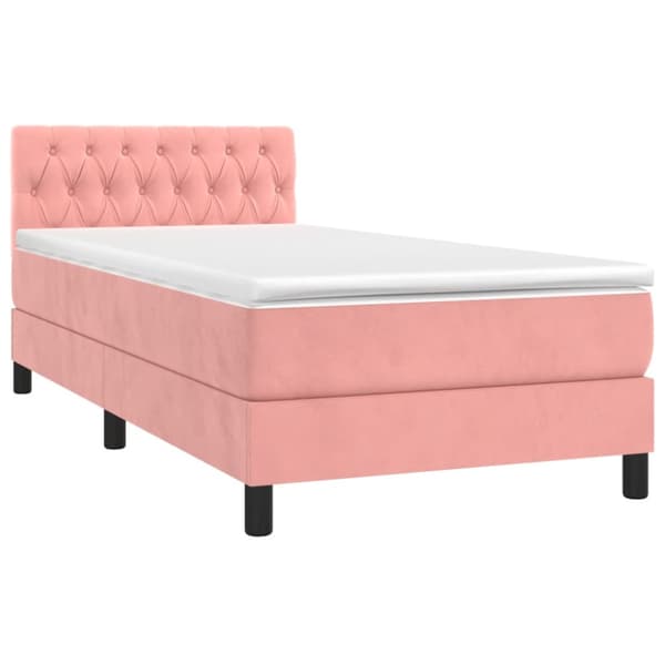 Ramsäng med madrass rosa 90x200 cm sammet