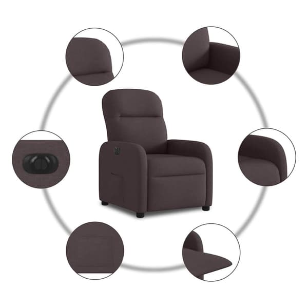 Elektrisk reclinerfåtölj mörkbrun tyg
