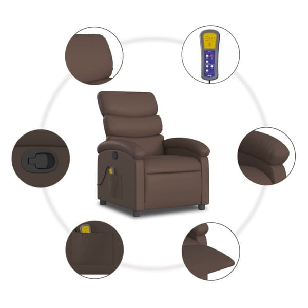 Massagefåtölj brun konstläder