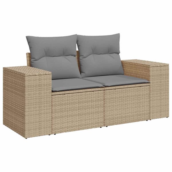 Soffset 5 st Beige och Ljusgrå Poly Rattan och stål
