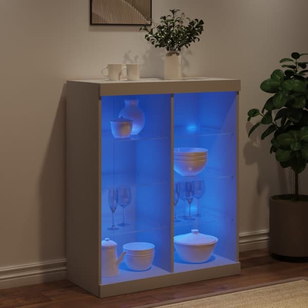 Skänk med LED-belysning vit 81x37x100 cm