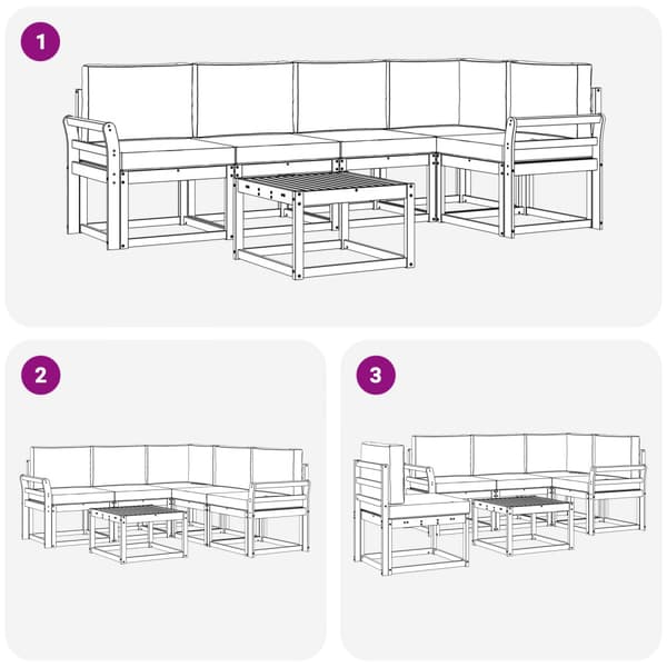 Utomhussoffset med kudde 6 pcs Naturlig och Antracit