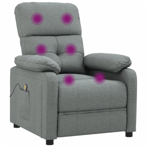 Massagefåtölj mörkgrå tyg