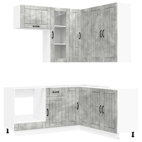 Köksenhet LUCCA 8 pcs Betonggrå Konstruerat trä