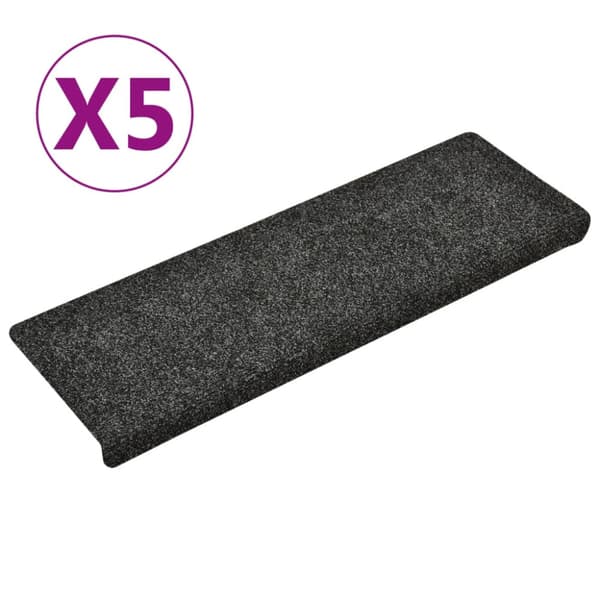Trappmattor självhäftande 5 st 65x21x4 cm mörkgrå rektangulär kant