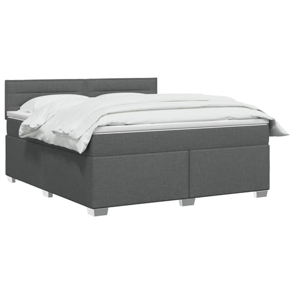 Boxspring säng med madrass och LED Mörkgrå 160 x 200 cm Tyg