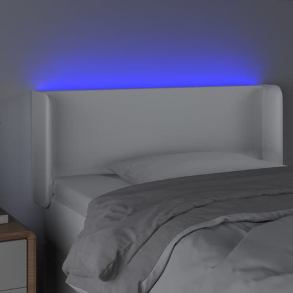 Sänggavel LED vit 83x16x78/88 cm konstläder