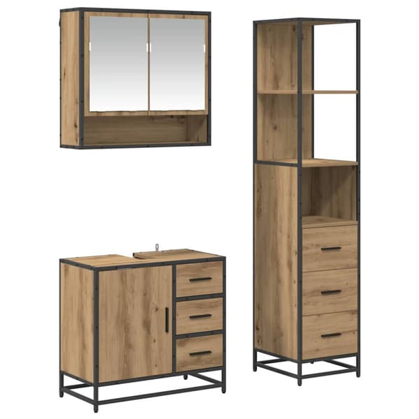 Badrumsmöbelset med låda 3 pcs Artisan Ek Konstruerat trä