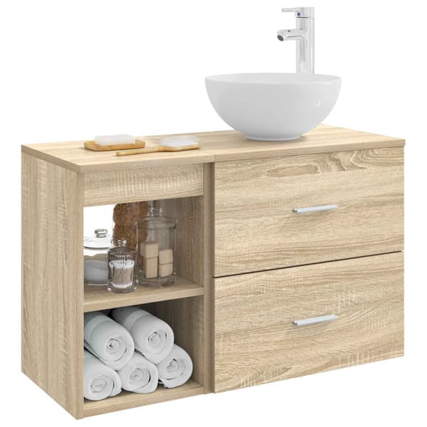 Badrumsmöbelset 2 pcs Sonoma-ek Konstruerat trä