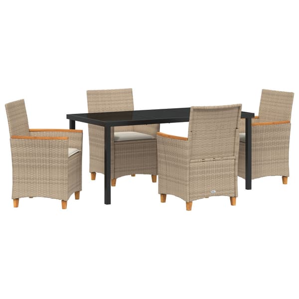 Trädgårdsmöbelset 5 pcs Beige konstrotting