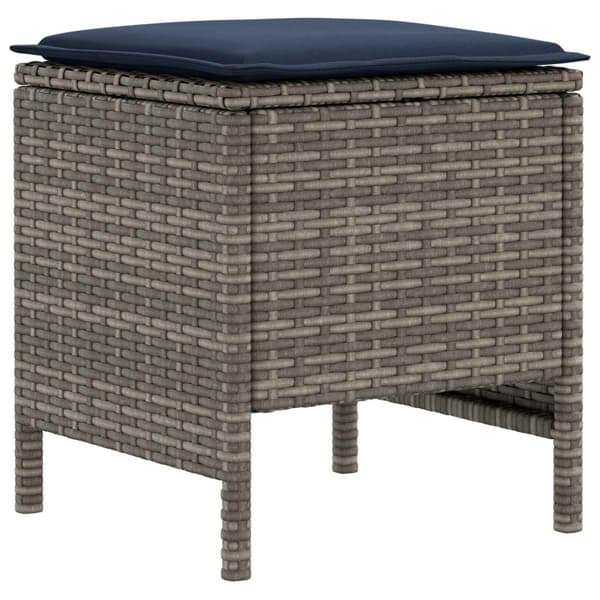 Möbelset med kudde 6 pcs Grå och Marinblå PE Rattan