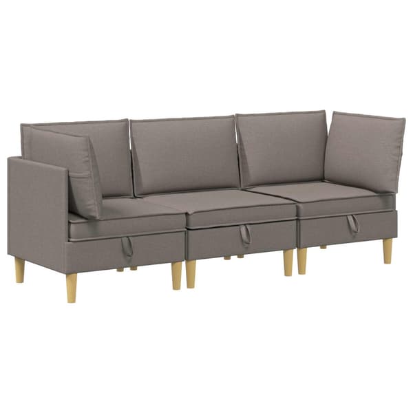 Möbelset för vardagsrummet med kudde 3 pcs Taupe Tyg