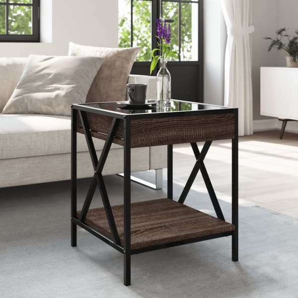 Soffbord med Infinity LEDs brun ek 40x40x49 cm
