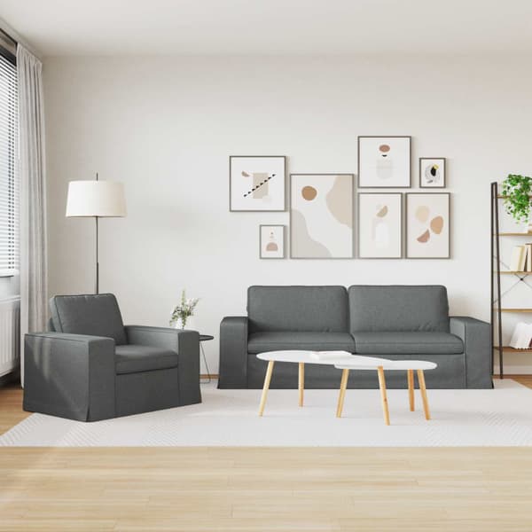 Soffset 2 pcs Mörkgrå 222 x 80 x 82 cm tyg