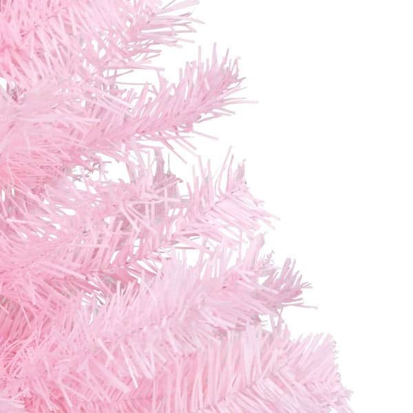 Belyst plastgran med kulor rosa 210 cm PVC