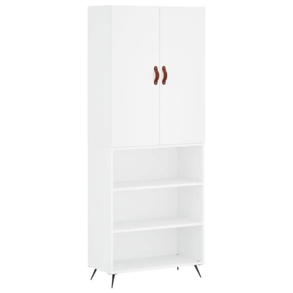 Högskåp vit 69,5x34x180 cm konstruerat trä