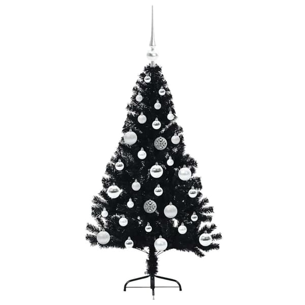Konstgjord Förbelyst Julgran Svart 120 cm PVC