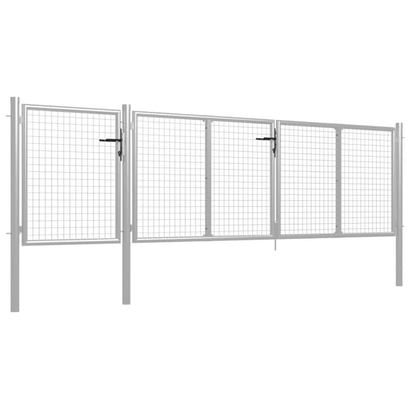 Trädgårdsgrind stål 400x100 cm silver