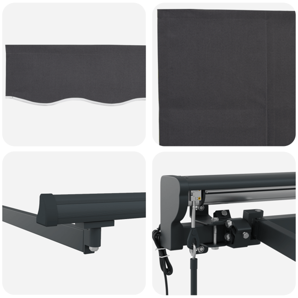 Markisram Gul och Vit 350 x 250 cm Polyester med PU-beläggning