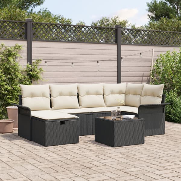 Trädgårdsoffset 7 st Poly rattan