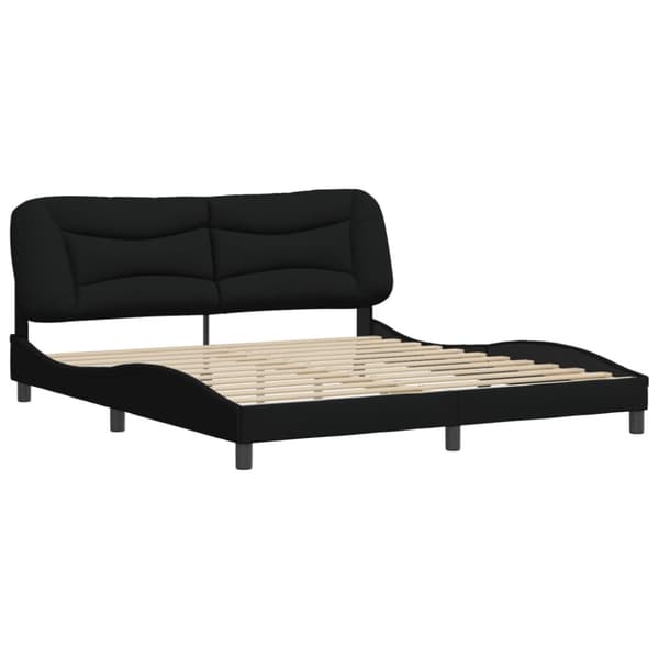 Bed Frame without Mattress "Hvar" Black 180x200 cm Fabric