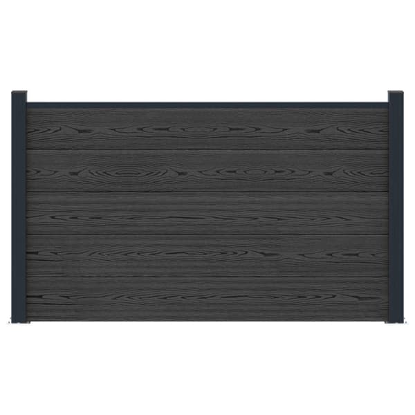 Stängselpanel WPC och aluminium Svart