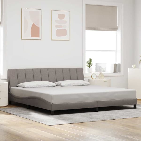 Bed Frame without Mattress "Hanko" Taupe 200x200cm Fabric