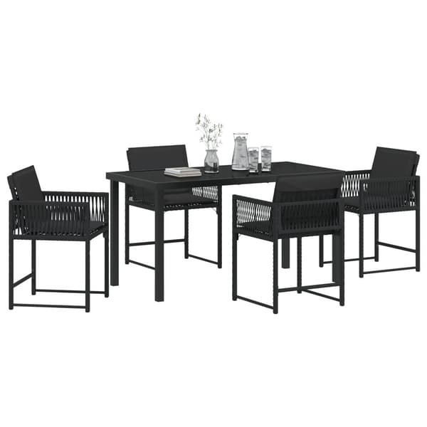 Trädgårdsmöbelset 5 pcs Svart konstrotting