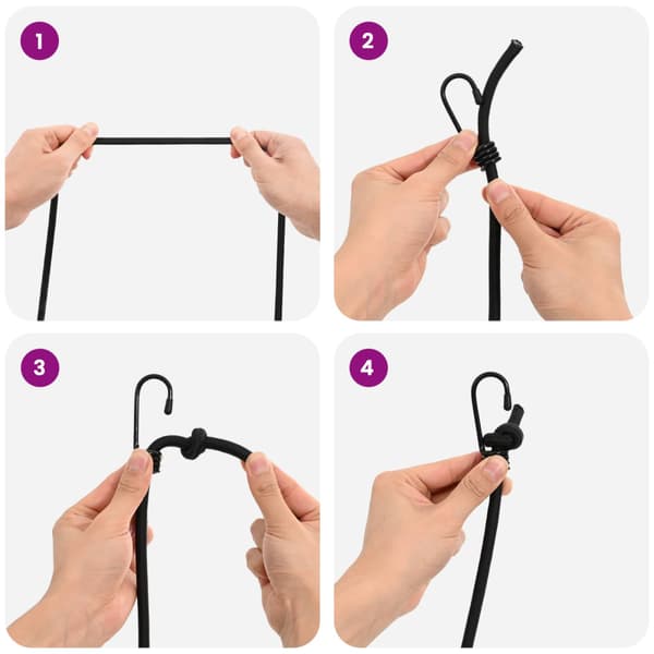 Bungee-rep med krokar 10 mm Svart PP och gummi