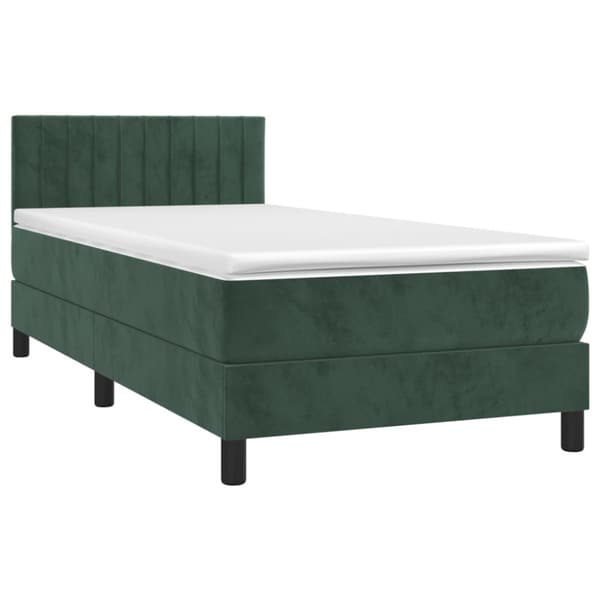 Ramsäng med madrass mörkgrön 90x190 cm sammet