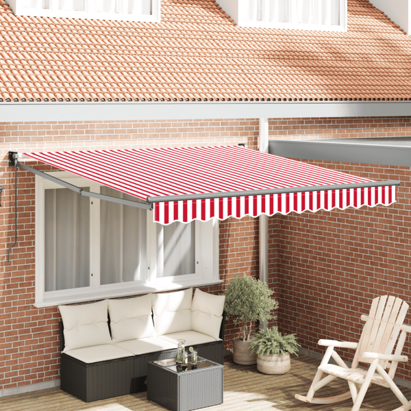 Utfällbar markis Röd och Vit 350 x 250 cm