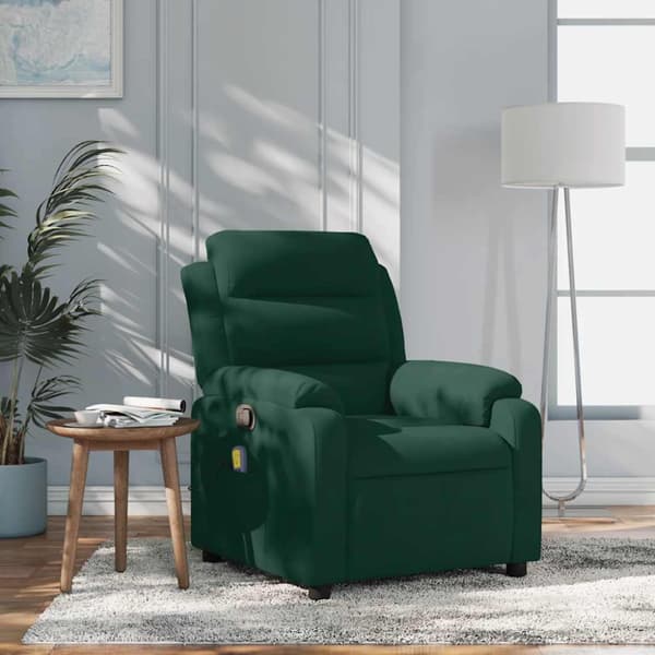 Massagefåtölj mörkgrön sammet