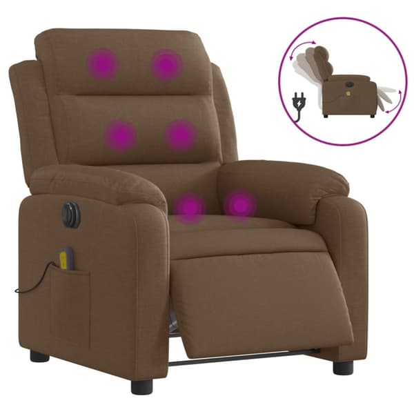 Elektrisk massagefåtölj brun tyg