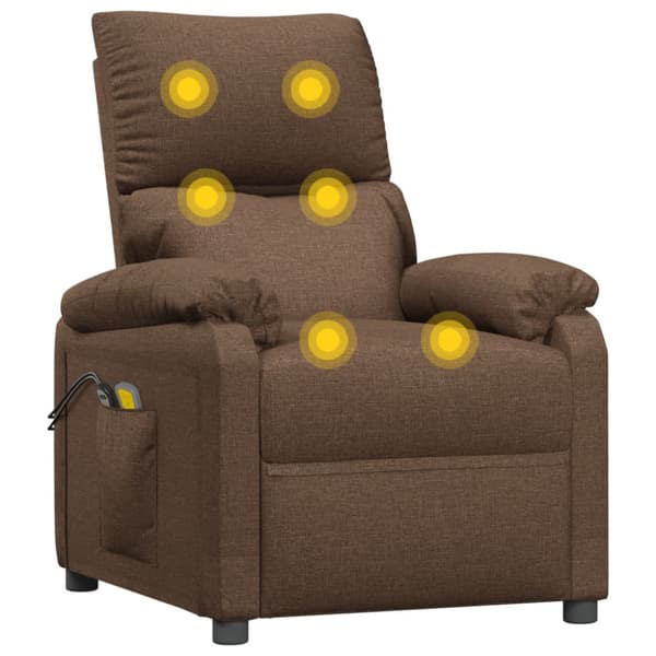 Elektrisk massagefåtölj brun tyg