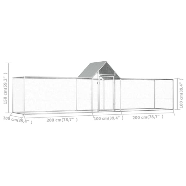 Hönsbur 5x1x1,5 m galvaniserat stål