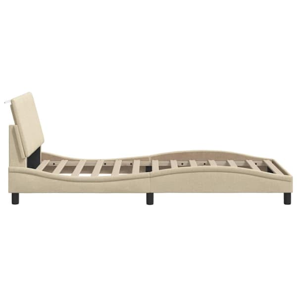 Bed Frame without Mattress "Hanko" Cream 100x200 cm Fabric