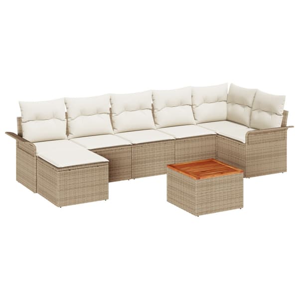 Trädgårdsoffset med kudde 8 pcs Beige konstrotting