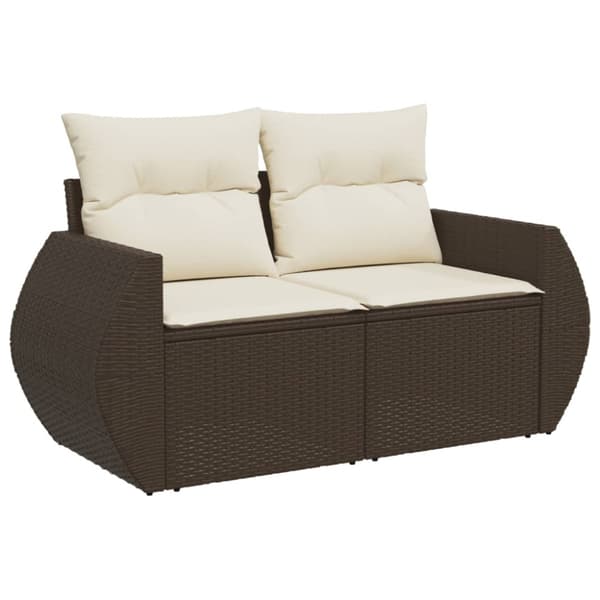 Loungegrupp 10 delar med brun dynor konstrotting